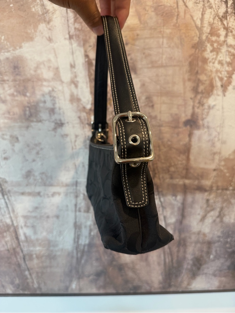 Coach Vintage Hamptons Signature East West Demi Baguette Bag - Black 🖤 - Picture 4 of 13